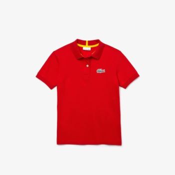 Lacoste Lacoste x National Geographic Cotton Piqué Polo Shirt Dětské - Polo Červené / Bílé | CZ-4Ohl